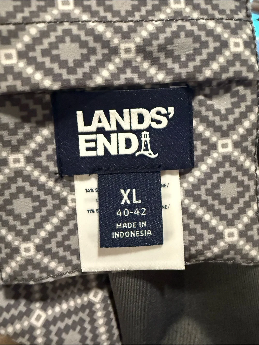 Lands' End Men's Diamond-Print Swim Hybrids - Gray & White